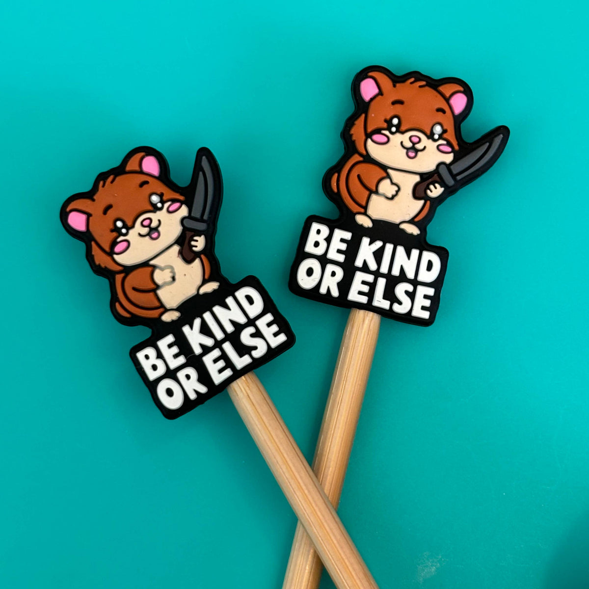 Knitting Needle Point Protectors - Be Kind Funny Hamster