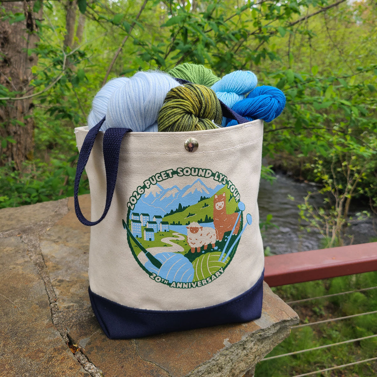 Puget Sound LYS Tour 20th Anniversary Tote and Notion Bag