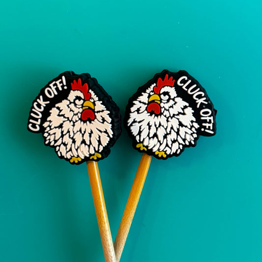Knitting Needle Point Protectors Cluck Off Chicken