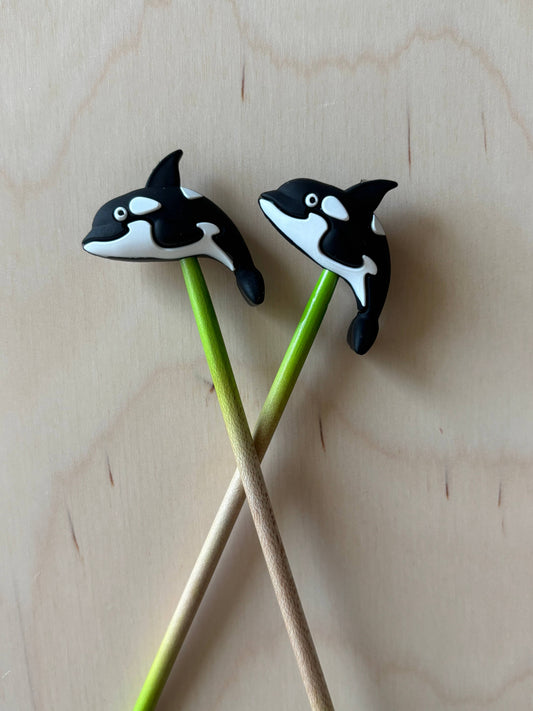 Orca Killer Whale Knitting Needle Point Protectors Ocean