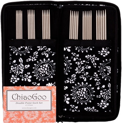 ChiaoGoo Double Point Sock Set 6"/15cm (Stainless Steel)